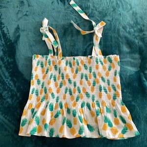 JCrew Factory Pineapple peplum smocked top XL.